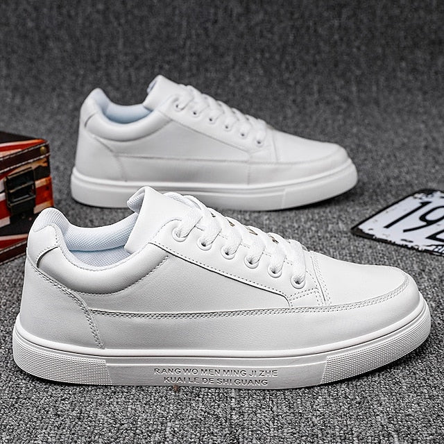 Closure and with Men's Casual Lace-up White Sneakers
