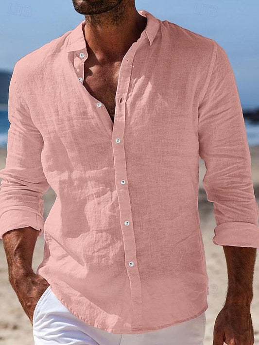 Button Beach Men's Wear Linen Shirt Summer Up