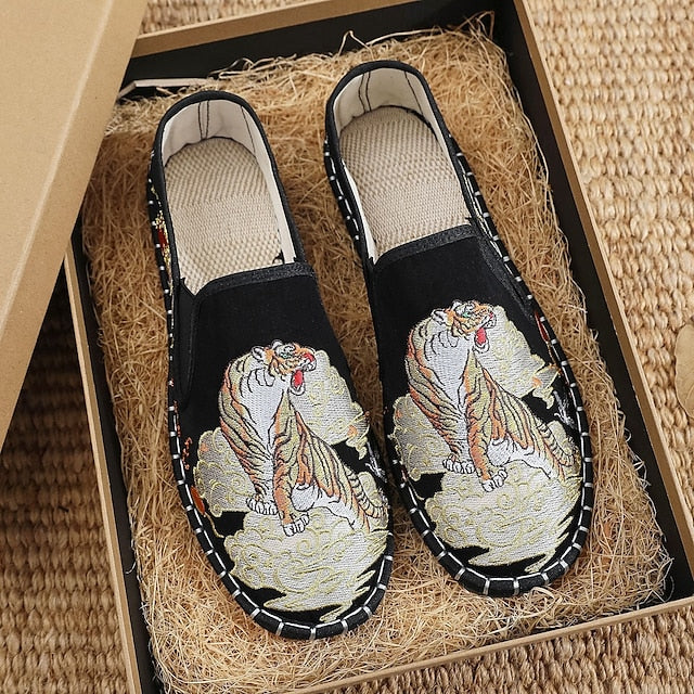 White Espadrille Men's Shoes Slip-On Artistic with