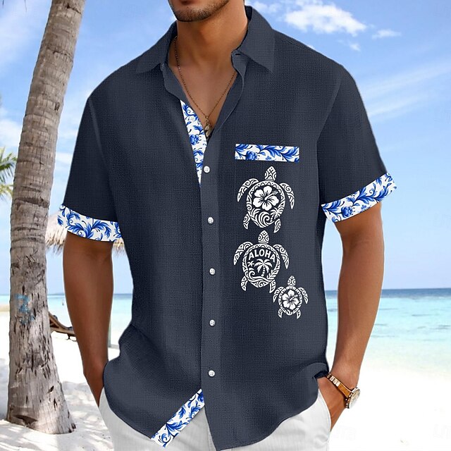 Men's Button Linen Beach Up Shirt Summer