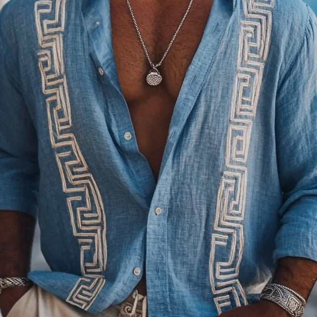Men's Guayabera Shirt Linen Summer Beach