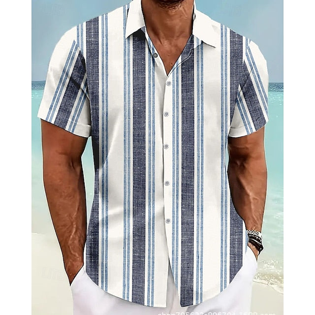 Button Summer Casual Beach Men's Up Shirt