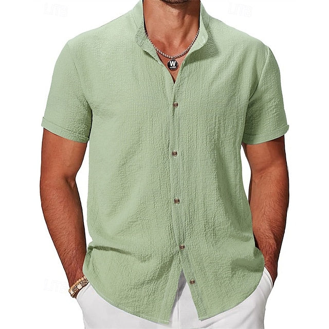 Shirt Button Summer Up Casual Men's Beach