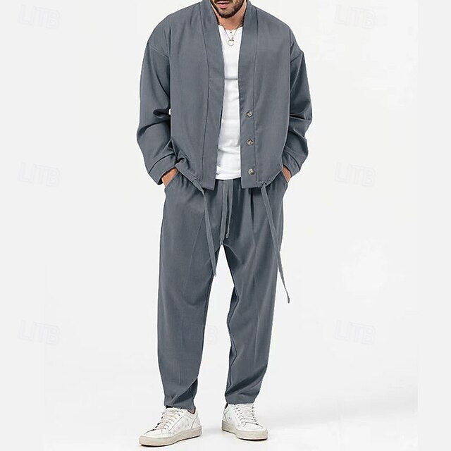 Men's Casual Sets Green Matching 2 Shirt Set Piece