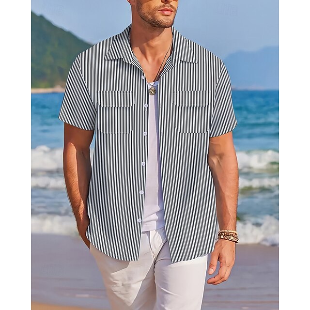 Up Summer Button Men's Shirt Beach Casual