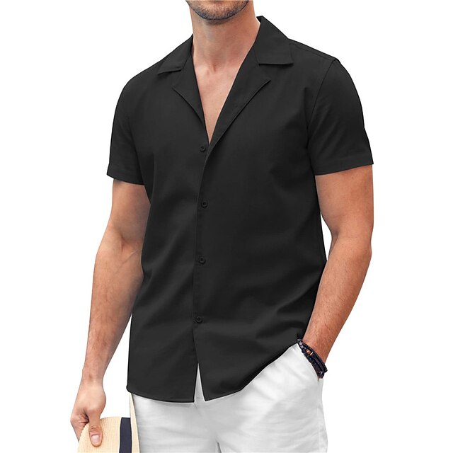 Summer Men's Popover Shirt Beach Plain