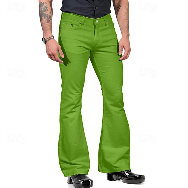 Flared Buttons Trousers Casual Pants Pocket Men's