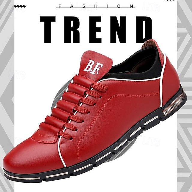 Faux Red Stylish Casual Leather – Sneakers Men's