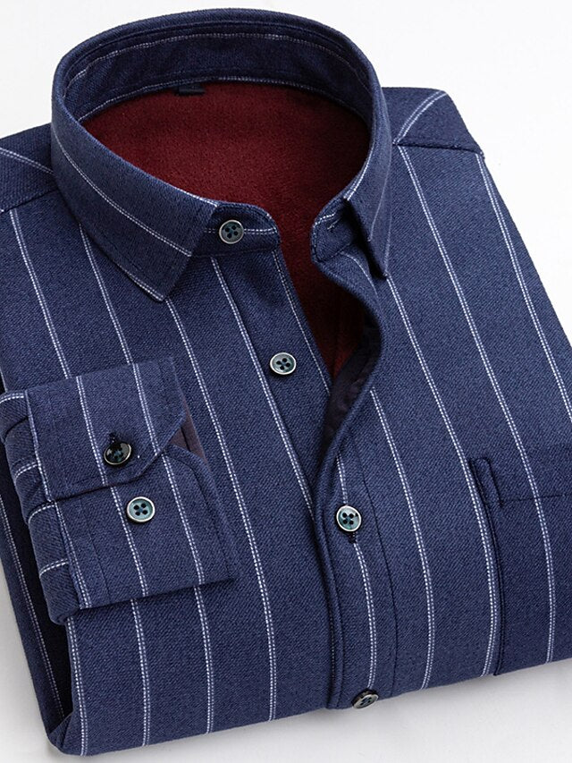 Men's Shacket / Vacation Striped Plaid Round Chevron