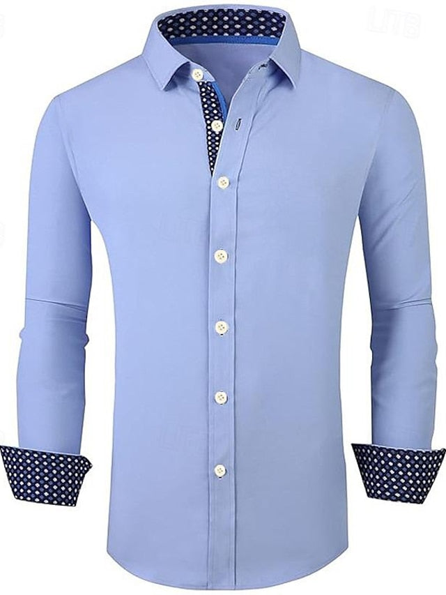 Dark Men's Shirt White Casual Black Up Button