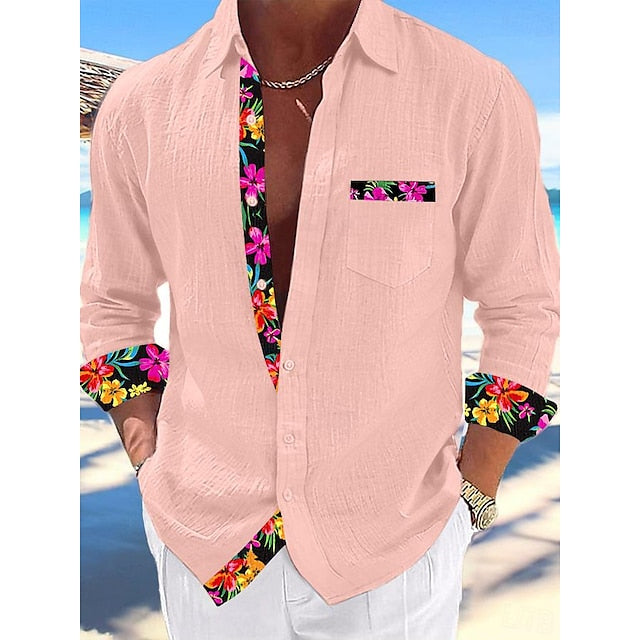 Beach Wear Shirt Men's Summer Linen Up Button