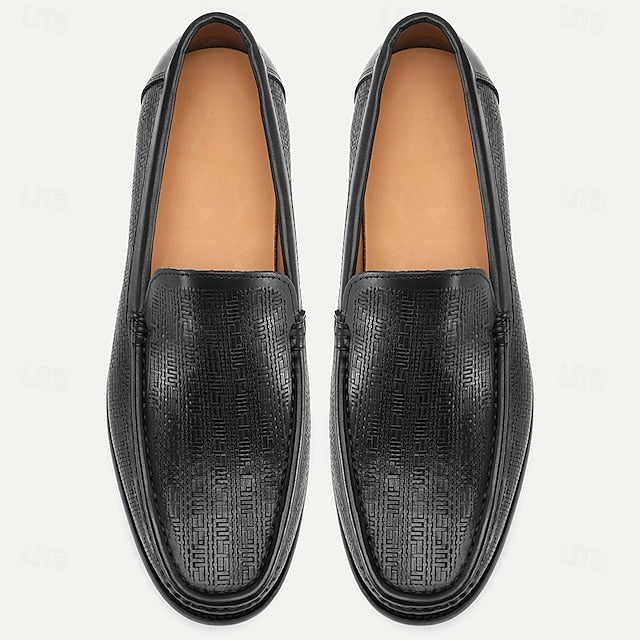 Cowhide Black Premium Loafers Men Crafted from with for Slip-On