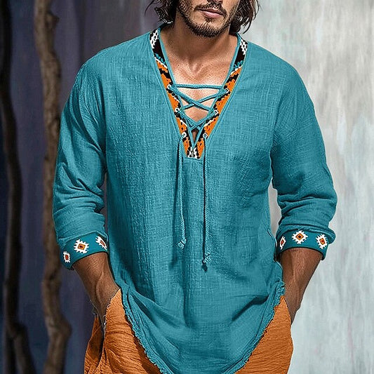Beach Linen Solid Shirt OUKU Summer Men's