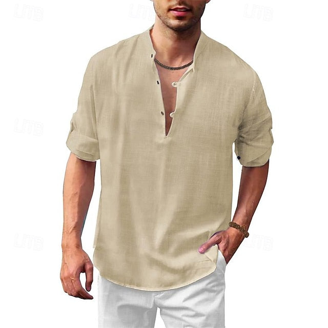 Linen Chinese Men's Shirt Collar Cotton