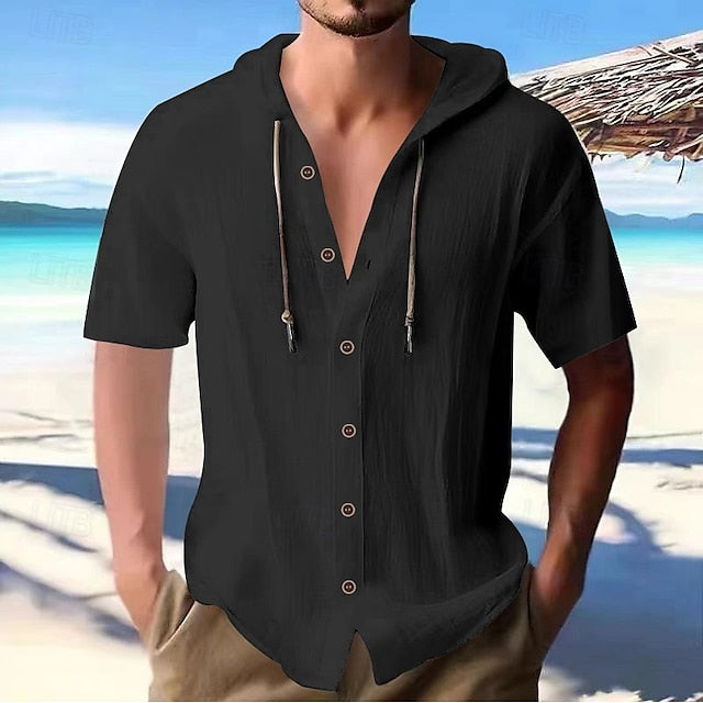 Beach Summer Shirt Casual Men's Up Button