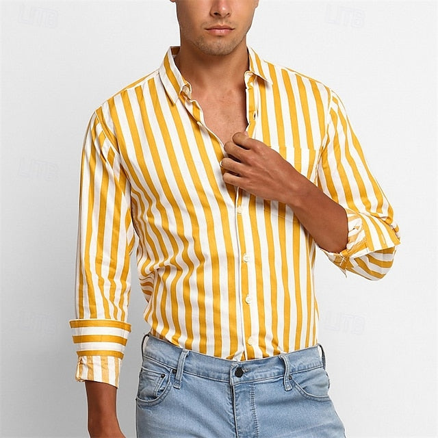 Casual Shirt Beach Men's Button Summer Up