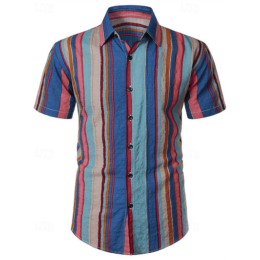 Summer Shirt Beach Men's Button Up Casual