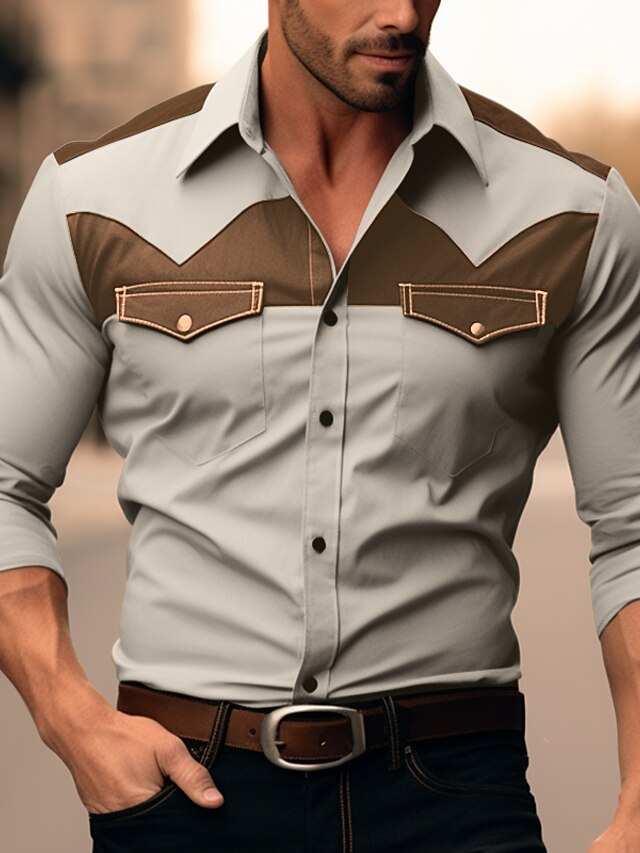 Button khaki Shirt Up Light Casual Men's Khaki