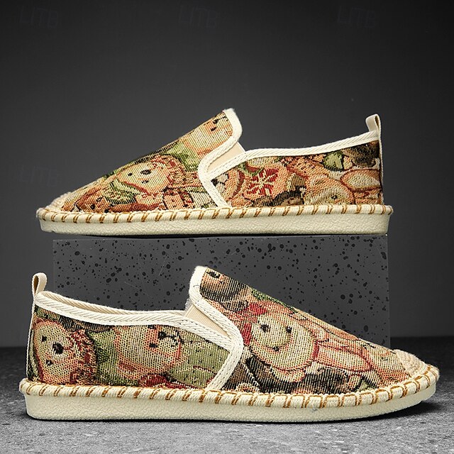 Shoes with Print Canvas Men's Animal Espadrille Slip-On