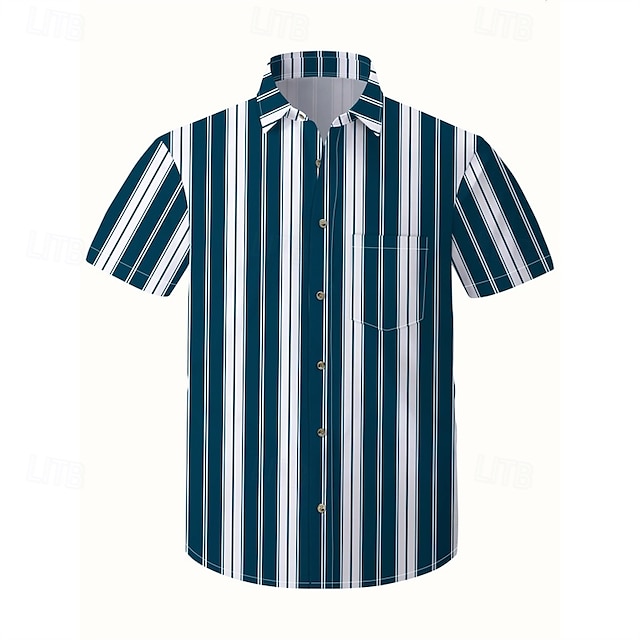 Summer Beach Shirt Casual Up Button Men's