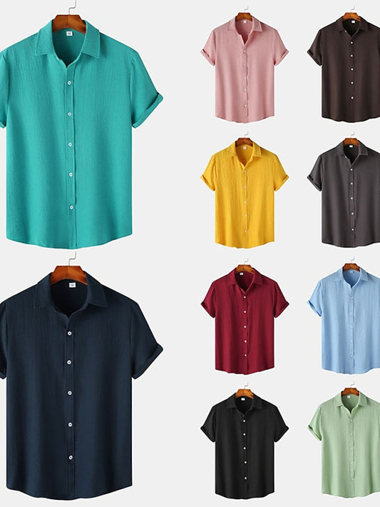 Black Wine Short Blue Casual Men's Sleeve Pink Shirt Yellow