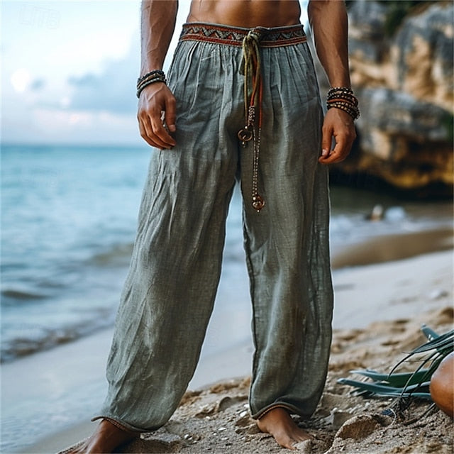 Pants Trousers Pants Summer Beach Linen Men's Pants