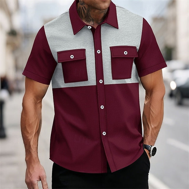 Button Beach Summer Shirt Up Casual Men's