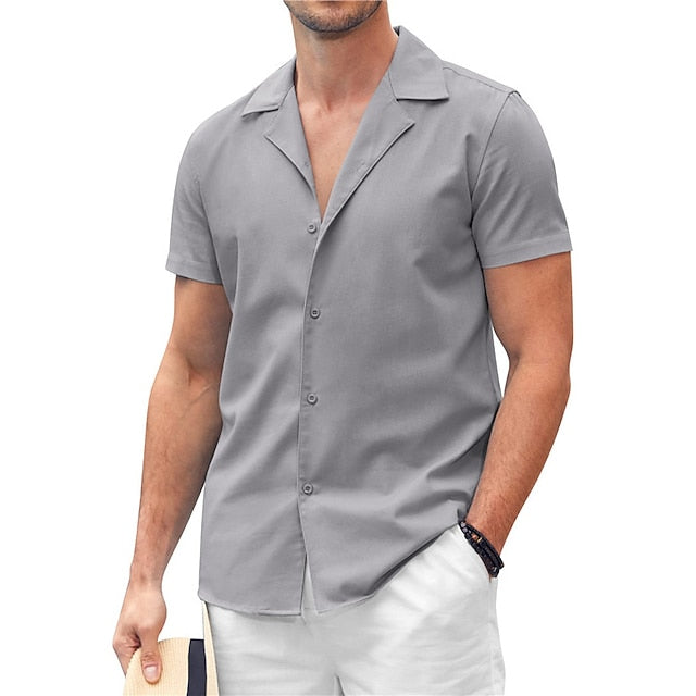 Summer Men's Popover Shirt Beach Plain