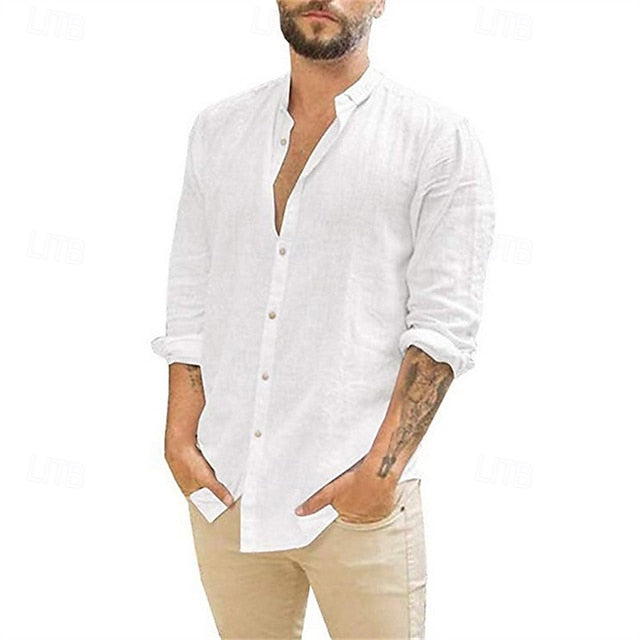 Button Men's Casual Summer Beach Shirt Up