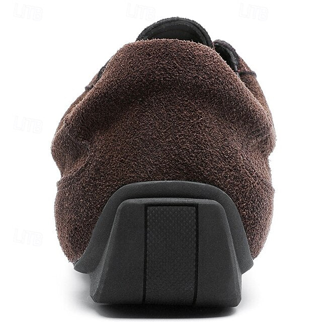 Men's with Rubber White Brown Sneakers Sole Suede Dark