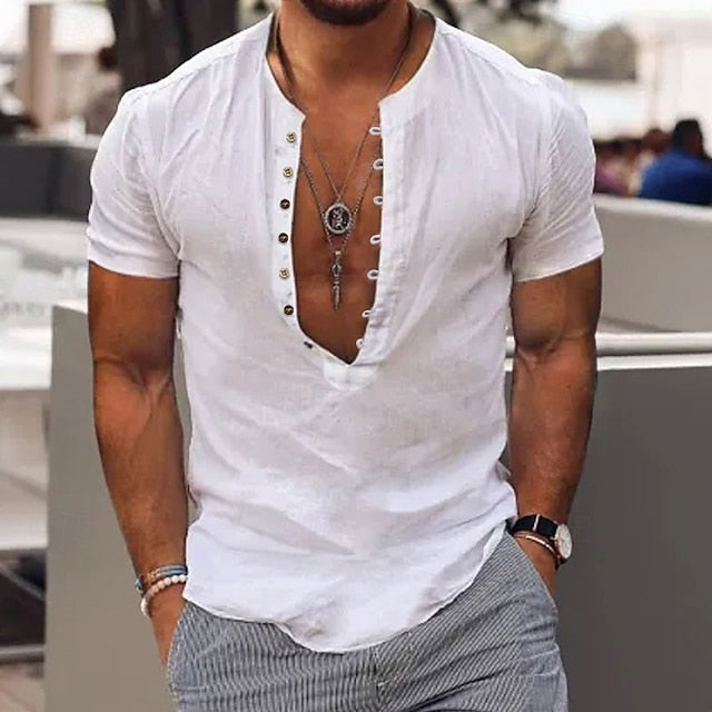 Shirt Wear Men's Beach Popover Summer Casual