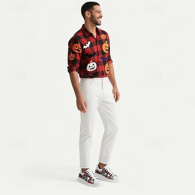 Men's and Skull White Horror with Sneakers Graphic Red