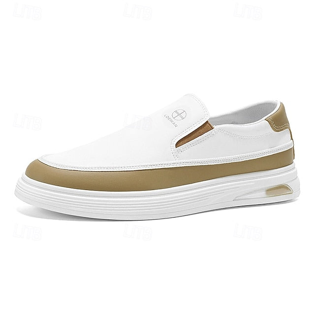 Accent Gold and Slip-on with White Men's Sneakers