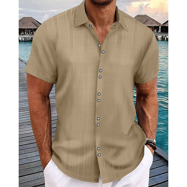 Men's Up Shirt Summer Beach Casual Button