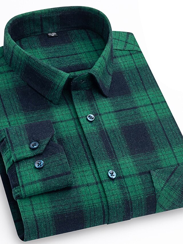 Button Men's Up Casual Shirt Plaid