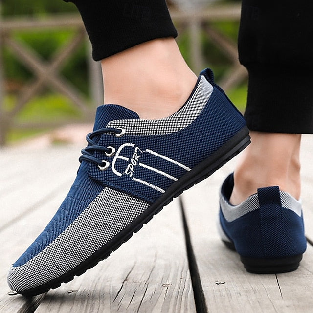 Contrasting Textures Slip-On Casual Shoes Nylon Men's with