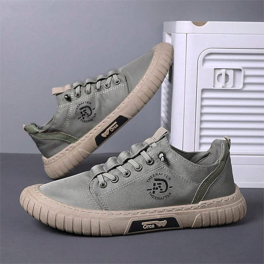 Sneakers Men's Lightweight Canvas Casual Lace-Up Green -