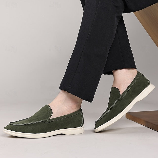 Slip-On Breathable Men's Faux – Casual Light Blue Loafers