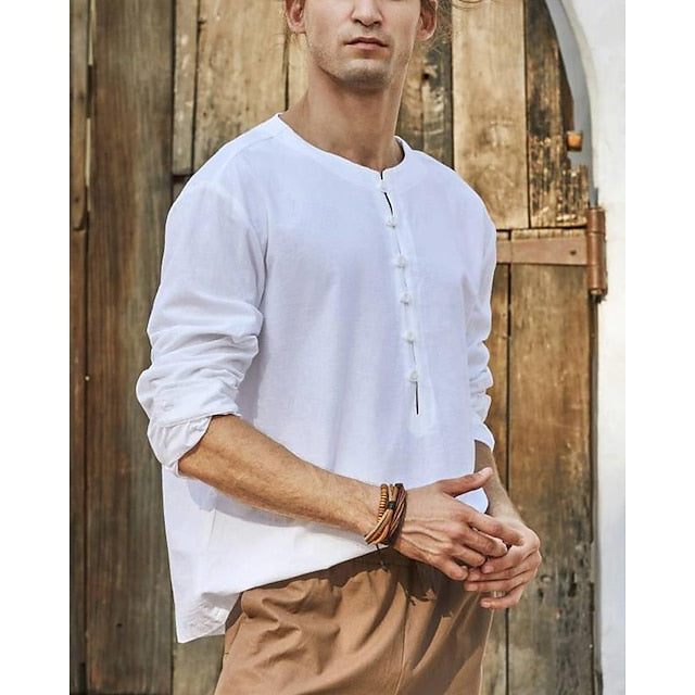 Beach Summer Men's Linen Solid Shirt