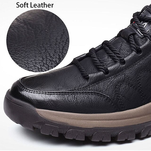 Faux Shoes Men's with Casual Hiking Non-Slip Leather Brown