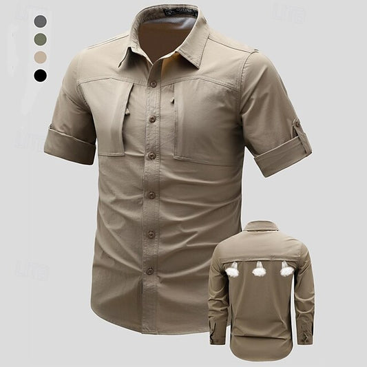 Up Casual Summer Cargo Shirt Men's Button