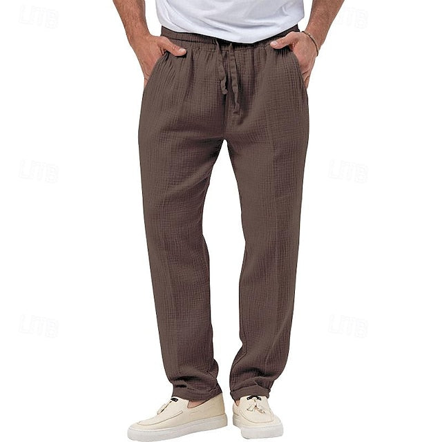 Seersucker Shorts Men's Trousers Beach Pants Casual