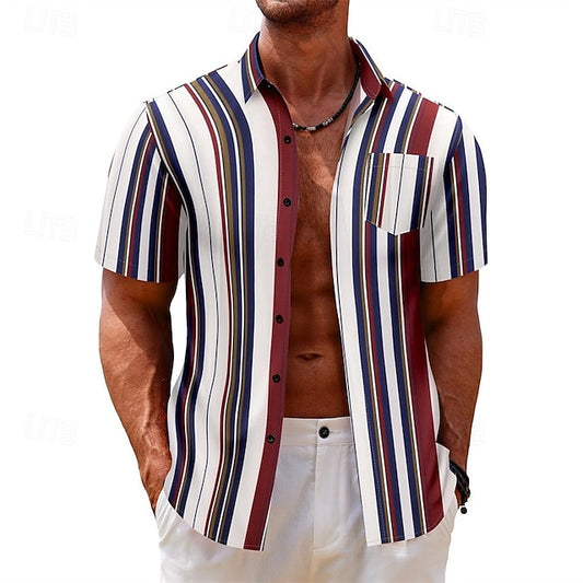 Beach Button Men's Summer Up Shirt Casual