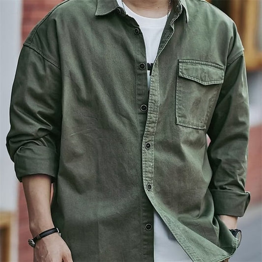 Button Workwear Shirt Shirts Men's Work Up
