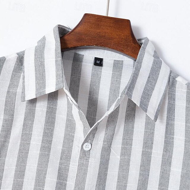 Shirt Summer Casual Beach Men's Up Button
