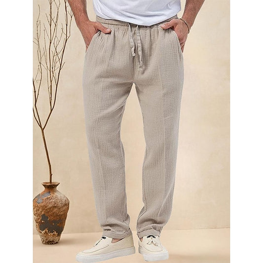 Seersucker Shorts Men's Trousers Beach Pants Casual