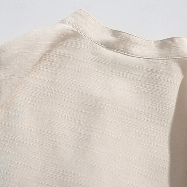 Men's Cotton Linen Shirt White