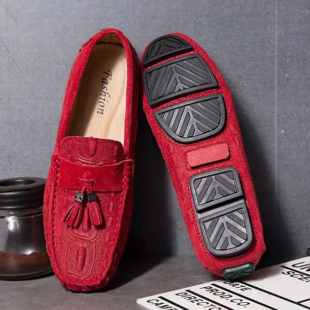 Tassel Men's and Faux with Loafers Brown Suede Detail