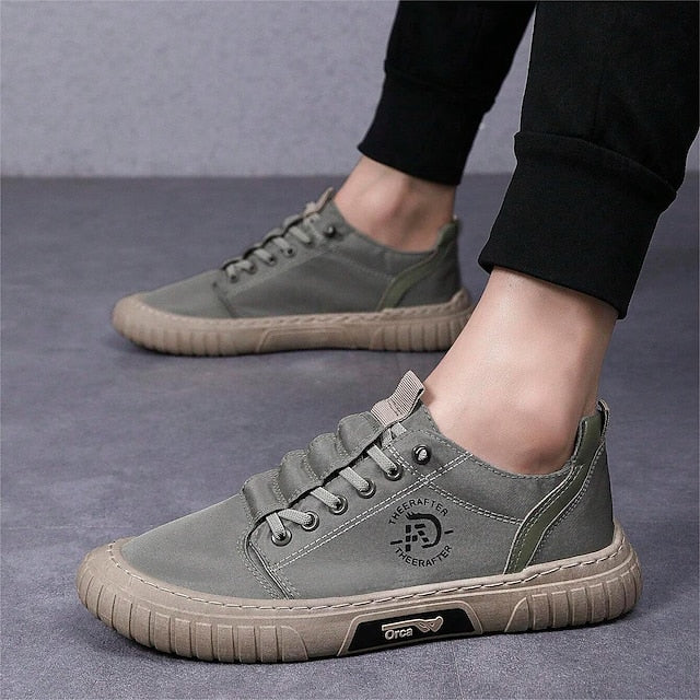 Sneakers Men's Lightweight Canvas Casual Lace-Up Green -
