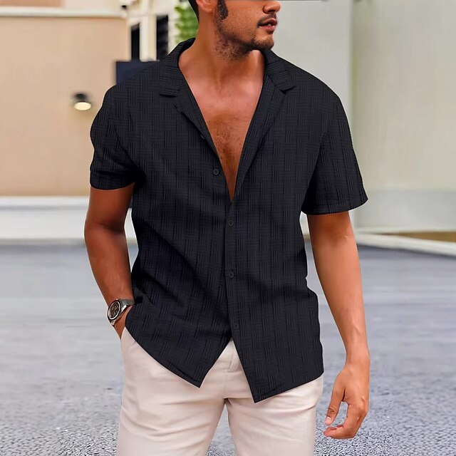 Men's Beach Summer Casual Up Shirt Button